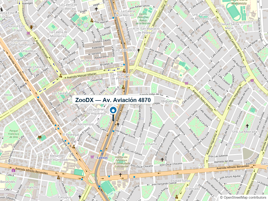 Mapa: ZooDX en Av. Aviación 4870, Surco